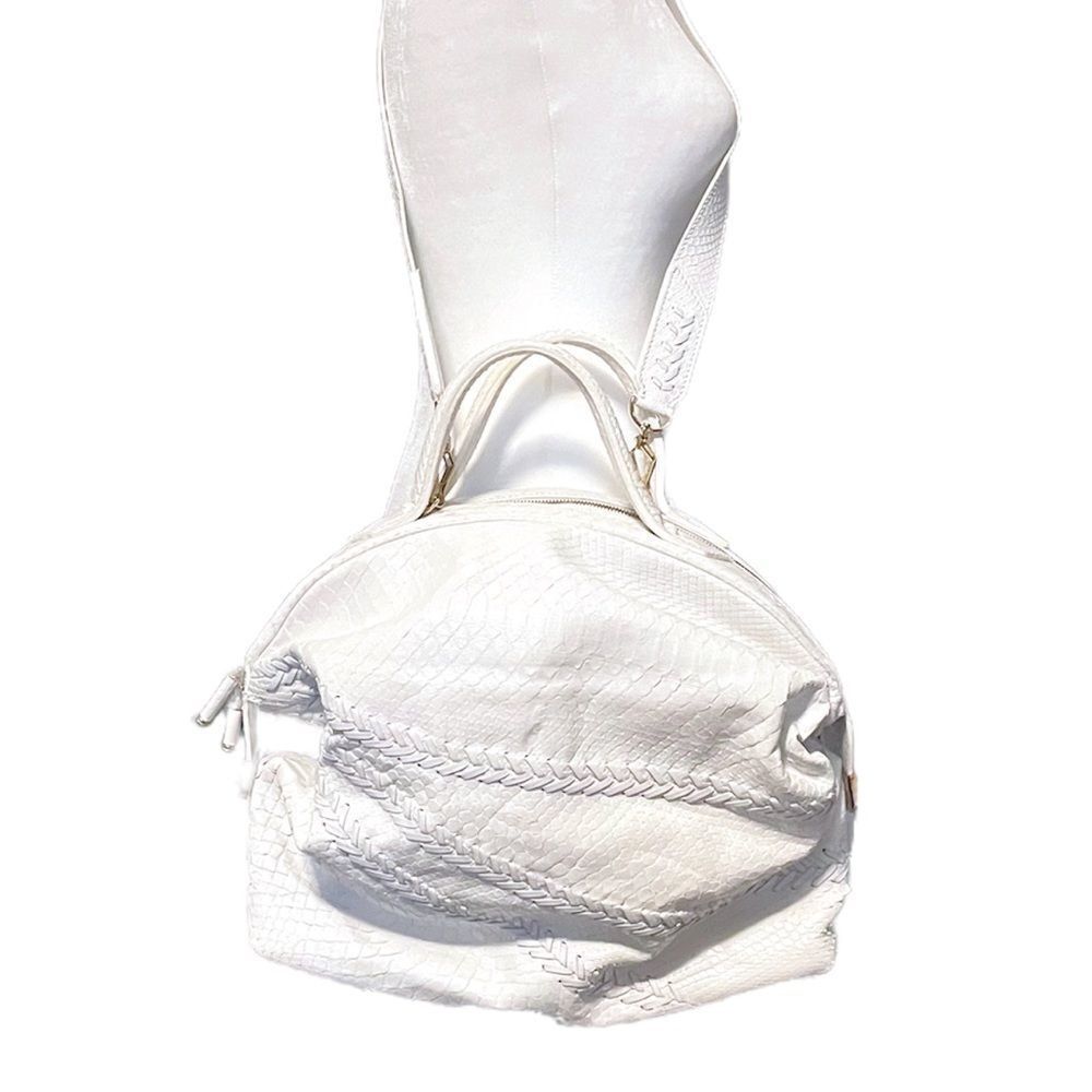 Zagliani White Python Satchel With Removable Cros… - image 2